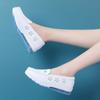 Zapatos de Enfermera con Cojín de Aire Personalizados Suela Suave Cuero Transpirable Verano Primavera Boca Baja Plataforma Zapatos de Mujer Punto Plano Mayoreo