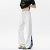 Pantalones casuales de cuadros patchwork para hombre, 190 cm de alto, extralargos, holgados, ligeramente acampanados, pierna recta, pants deportivos, talla grande