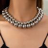 Collar corto de moda con cuentas grandes y redondas exageradas, estilo punk, con temperamento, para Europa y Estados Unidos.