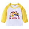 2023 Nuevo Transfronterizo Primavera y Otoño Camiseta Infantil Cuello Redondo Dibujos Animados Manga Larga Top Camiseta Base Niños y Niñas Bebé Algodón Camiseta