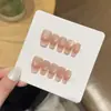 QianfanRosa Estilo Verano Gato Ojo Francés Hecho a Mano Uñas Portables Arte de Uñas de Gama Alta Pegatinas Uñas Postizas