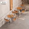 Cafetería tienda de té con leche estilo industrial mesa silla acero inoxidable semicírculo asiento de tarjeta restaurante occidental combinación de mesa y sillas de sofá proveedor