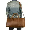 Bolso de mano transfronterizo de cuero vacuno de primera capa para fitness y viajes, bolso de hombro y cruzado de cuero genuino con compartimento para zapatos, bolso de viaje vintage de cuero crazy horse