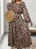 Comercio exterior transfronterizo europeo y americano talla grande otoño 2026 nuevo elegante vestido de longitud media con cuello redondo y estampado de leopardo