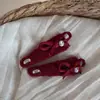 Pinza para el Cabello con Lazo Rojo de Año Nuevo para Mujer, Pinza de Garra Recta de Lana, Pinza para Recoger el Cabello a Medio Recoger, Accesorio de Cabello de Alta Gama