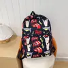 Mochila Feminina Fashion 2026 para Comércio Exterior, Estampa Color Block Vintage, Mochila de Viagem Tendência de Grande Capacidade