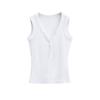 Camisola de Tirantes con Cuello en V Profundo y Corte Ajustado con Botones para Mujer, Top Básico Corto sin Mangas Estilo Verano Europeo y Americano al Mayoreo