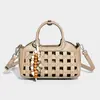 Bolso de Cesta Tejido a Mano Hueco de Diseño de Nicho Nuevo de Primavera con un Toque de Alta Gama, Bolso Cruzado de Hombro Único a la Moda