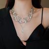 Colar Flor de Pérola e Diamante Banhado a Ouro Real Moda de Nicho Corrente para Clavícula Versátil Elegante Luxo Leve Joias de Alta Qualidade
