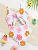 Traje de banho infantil de peça única com amarração nas costas, 6-9M, 9-12M, 12-18M, 18-24A, 2-3A