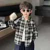 Camisa de Manga Larga de Otoño para Niños Estilo Coreano Camisa a Cuadros Infantil Nuevo Estilo 2026 Moda de Otoño para Bebé Ropa Versátil