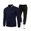 Sudadera de color liso para otoño e invierno, nueva, con cremallera, manga larga, conjunto de pantalones deportivos casuales, en stock