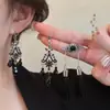 Brincos de Franja Flor de Diamante Inlaid Agulha de Prata Brincos Estilo Palácio Retrô Brincos de Moda Estilo Étnico de Alta Qualidade para Mulheres