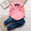 Traje de Jeans Estilo Coreano Otoño 2026 para Niños Estilo Primavera y Otoño Camisa para Bebé de 0 a 4 Años Ropa Deportiva