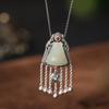 Un Ciervo Plata Esterlina S925 Plata del Sur Rojo Natural Jade Hetian Borla Xiangyun Colgante Retro Clásico Elegante Adornos Colgantes