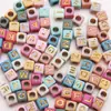 Miçangas Acrílicas Quadradas Coloridas para Letras DIY Pulseira de Miçangas Feita à Mão Colar Pingente de Bolsa Acessórios de Joias