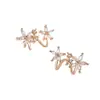 Pendientes de Clip Florales Curvos Dulces y Frescos Estilo Femenino Coreano con Pendientes de Circonita, Pendientes Elegantes, Estilo Retro de Hong Kong