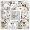 100 adesivos brancos transfronteiriços ins vento branco pequeno fresco telefone móvel shell cola DIY adesivos decorativos à prova d'água