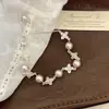 Pulsera Flor de Lis Perla Manta en Plata Blanca con Cristales Swarovski Completamente Diamantados, Accesorio de Mano Ajustable, Exquisita Pulsera de Cuentas Cielo Estrellado