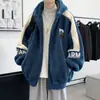 Chaqueta de felpa de cordero para jóvenes, invierno para hombre, con felpa gruesa, con capucha, moderna, cálida, para estudiantes de secundaria y universidad, ropa de algodón