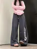Pantalones deportivos de algodón con estampado estilo coreano para mujer, nuevo modelo otoño 2026, cintura alta, adelgazantes, aptos para petite, holgados, casuales, de pierna ancha