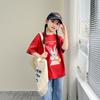 Camiseta de manga corta de algodón para niñas, chaqueta de verano de estilo extranjero para niños, T2023, nueva ropa holgada fina para niños CUHK