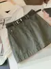 Saia jeans evasê de cintura alta retrô para mulheres, novo estilo outono, tamanho petite, cintura alta, modeladora, anti-exposição, saia curta que abraça o quadril