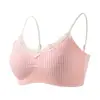 Lingerie Floral de Renda Doce para Mulheres, Sem Costura, Puro Desejo, Alças Finas, Levanta Seios Pequenos, Sem Aro, Bojo Fixo, Sutiã para Meninas
