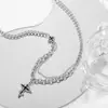 Cadena de Acero de Titanio Collar con Cruz Negra para Hombres y Mujeres Diseño de Nicho Hip-Hop de Alta Gama Personalidad Cadena Versátil para la Clavícula