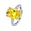 Kalamei Simple Transmisión en Vivo Venta Caliente Importado Alto Carbono Diamante Ovalado Rosa Amarillo Blanco Diamante Forma de Huevo Diamante de Color Anillo Abierto