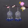 Aretes Turquesa Bohemios Europeos y Americanos Retro Búho Geométricos Atrapasueños Pluma Borla Aretes Mujeres