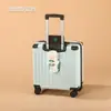Maleta de 18 pulgadas para hombres y mujeres, maleta con ruedas, estuche pequeño de cuero para llevar en cabina, duradero, resistente y silencioso para viajes cortos