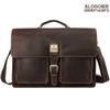 Portafolio de Cuero Vacuno Moderno Vintage Crazy Horse para Hombre, Negocios, Viajero, Bolsa para Laptop de 17 pulgadas, Bolso Sencillo de Hombro Cruzado