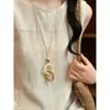 Dinheiro Antigo Estilo Chinês! Colar Pingente em Tons de Marrom para Mulheres, Corrente Clavicular de Luxo de Alto Padrão, Acessório Longo de Verão