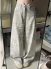 Jeans Estampa de Leopardo com Senso de Design de Nicho Americano Unissex 2026 Novo Retro Solto Emagrecedor Versátil Calças de Perna Larga