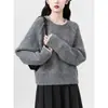Suéter de Tricô Color Block Outono 2026 Novo Corte Solto Versátil Macio Pulôver Roupas Femininas