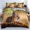 Capa de edredom estampada digital com estampa de leão e tigre, adequada para decoração de quarto de adultos de meninos e meninas