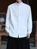 Nueva camisa de estilo chino con cuello mao de un solo botón para hombre, color liso, versátil, corte holgado, manga larga, adecuada para primavera y otoño, prenda exterior casual de talla grande