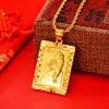 Etiqueta Guanyin de Oro Imitación Estilo Étnico para Hombres y Mujeres, Joyería de Oro Arena a la Moda, Joyería Colgante Popular para Transmisión en Vivo