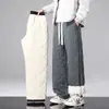 Pantalones Gruesos con Forro de Lana Ultrasónica de Lana de Cordero para Hombre, Pantalones Rectos Cálidos de Invierno, Pantalones Casuales Sueltos para Hombre