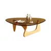 Mesa de centro de cristal, mesa de centro creativa y moderna para sala de estar, adecuada para apartamentos pequeños, mesa pequeña minimalista moderna de lujo ligero