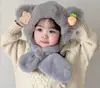 Gorro, Bufanda y Mascarilla Todo en Uno de Peluche para Mujer, Calentador de Cuello de Oso de Peluche Lindo de Invierno, Gorro a Prueba de Frío y Cálido