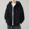 Sudadera con capucha de color liso, nuevo estilo primavera/otoño, versátil y de corte holgado, con cremallera, chaqueta cárdigan de moda