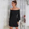 Vestido tipo suéter de punto acanalado para mujer de TAJA, de primavera y otoño, ajustado, con cintura y hombros descubiertos, de manga larga