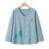Top de manga larga para primavera y otoño para madres de mediana edad y mayores, Camiseta elegante estilo chino Nuevo estilo chino para personas mayores, Nuevo cárdigan de verano para la abuela