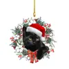 Nuevas Decoraciones Navideñas Gato Perro Sombrero de Papá Noel Colgante Acrílico Plano Festivo Joyería Infantil Colgante