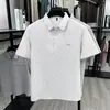Camisa Polo Masculina de Seda Gelada de Manga Curta Transfronteiriça Camiseta Masculina Verão Novo Estilo Casual de Negócios para Meia-Idade Camiseta com Estampa de Lapela Camiseta Masculina de Manga Curta