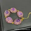Pulsera Nueva de Amatista Natural en Piedra Cruda con Diseño Completo de Incrustaciones de Diamante, Joyería Elegante, Suministro Transfronterizo Europeo y Americano, Venta al por Mayor de Joyería