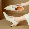 Novedad Otoño e Invierno Estilo Coreano de Moda Zapatos de Tacón de Aguja Boca Profunda Elegantes de Piel de Vaca Punta Afilada Cuero de Oveja Esmerilado Chanclas Tacones Altos Talla 40