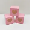 Caja Pequeña Cuadrada Rosa Estilo Europeo Caja Nueva para Dulces de Boda Ventana Transparente en Forma de Corazón Caja de Empaque para Dulces Caja de Regalo para el Día de San Valentín
